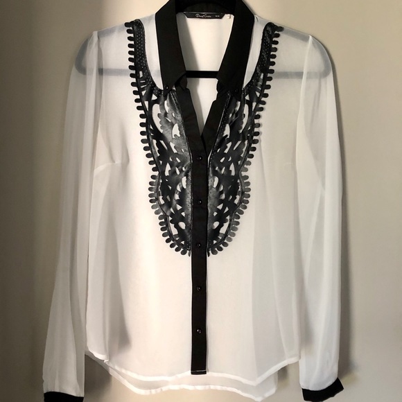 Daniel Cassin Black & White Sheer Blouse - Picture 10 of 16